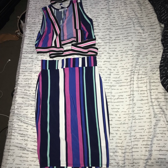 Sexy stripped 2 piece set blue/pink - Picture 5 of 8